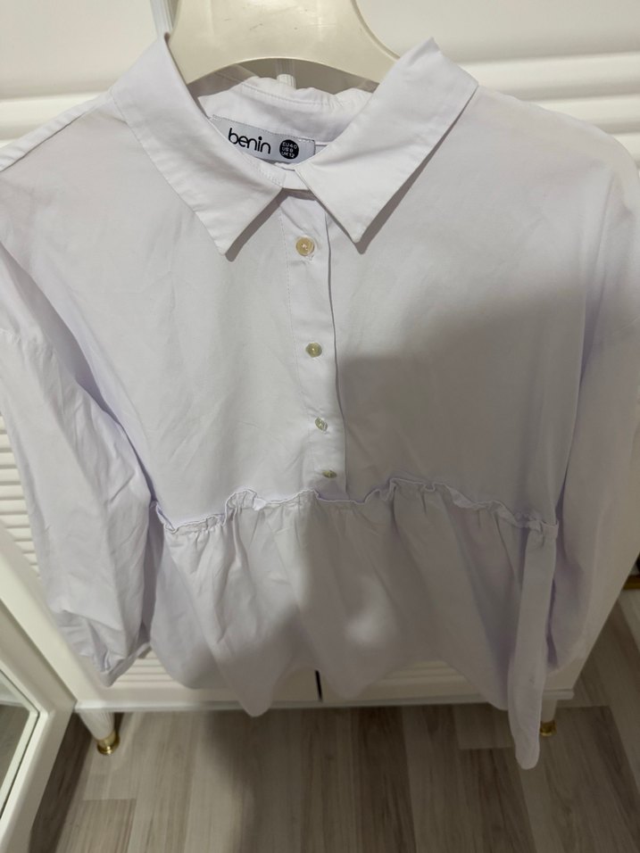 Düğmeli Beyaz Kadın Gömlek - Görsel 4