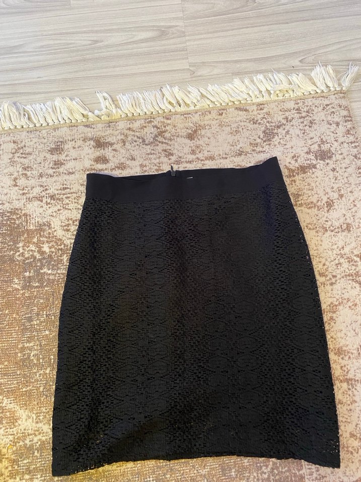 Siyah Örgü Mini Etek - Görsel 5