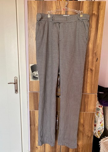 Cırtlı Gri havuç kumaş Pantolonu - Görsel 2