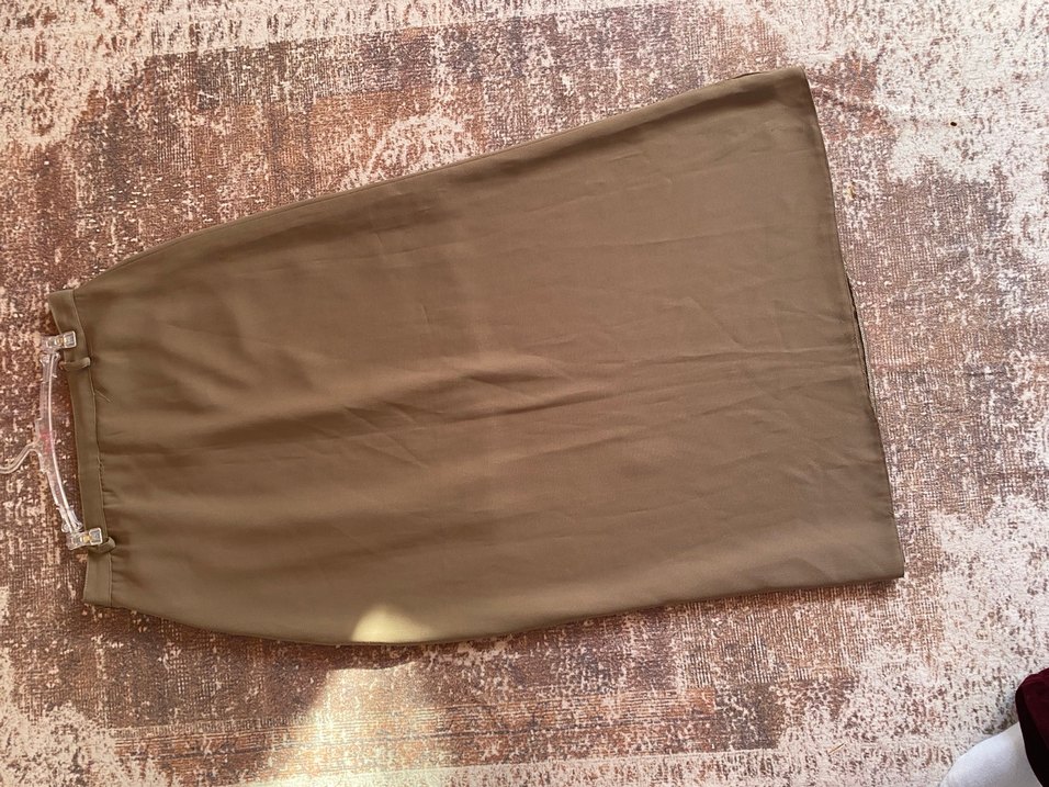 Bej Uzun Düz Kesim Kadın Etek - Görsel 3