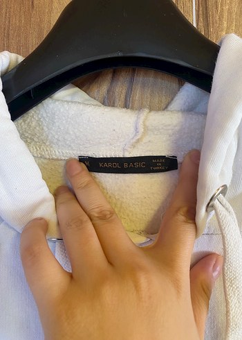 Kadın Beyaz Kapüşonlu Salaş Sweatshirt - Görsel 3