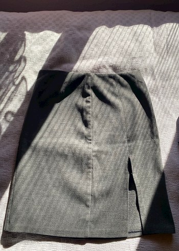 Gri Midi Piliseli Kadın Kalem Etek - Görsel 2