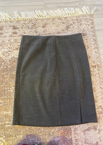 Gri Midi Piliseli Kadın Kalem Etek - Görsel 4