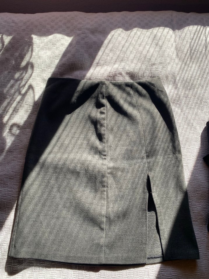 Gri Midi Piliseli Kadın Kalem Etek - Görsel 2