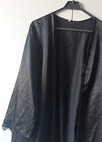 Siyah Midi Goth Kadın Sabahlık - Görsel 2