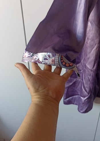 Parlak Mor Midi Kadın Sabahlık - Görsel 2