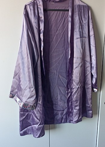 Parlak Mor Midi Kadın Sabahlık - Görsel 3