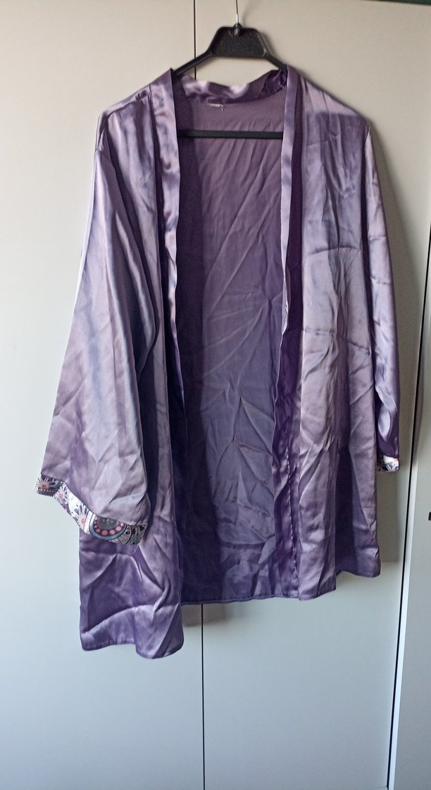 Parlak Mor Midi Kadın Sabahlık - Görsel 3