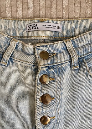 34 Beden Düğmeli buz mavi Kadın Denim Pantolon
