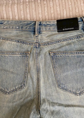 Stradivarius Stradivarius Düğmeli Mavi Denim Kadın Pantolon