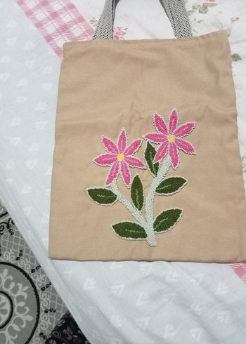 Zara Bej Nakışlı Kadın Kumaş Çanta