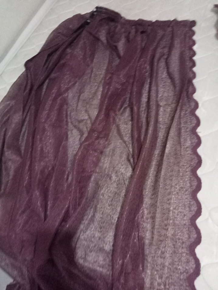 Bordo Düz Desen fon perde 90 cm en 232 cm boy ikili fiyat - Görsel 4