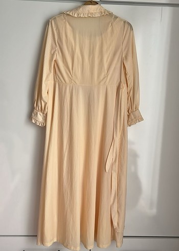 Uzun Bej Nakışlı Bohem Kadın Sabahlık - Görsel 3