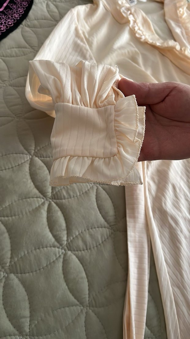 Uzun Bej Nakışlı Bohem Kadın Sabahlık - Görsel 5