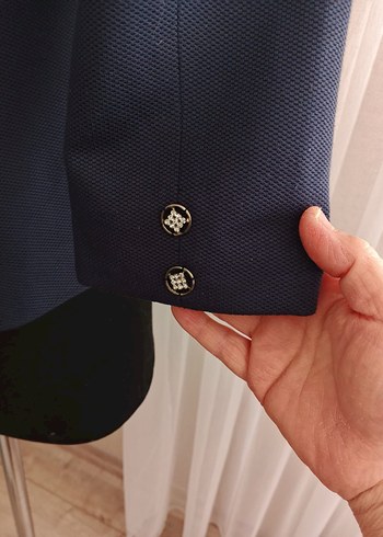 Düğmeli Kısa Lacivert Kadın Blazer Ceket - Görsel 6