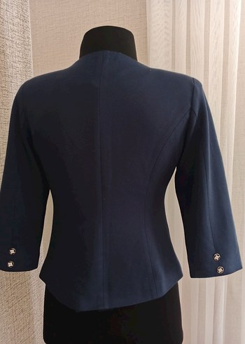 Düğmeli Kısa Lacivert Kadın Blazer Ceket - Görsel 2