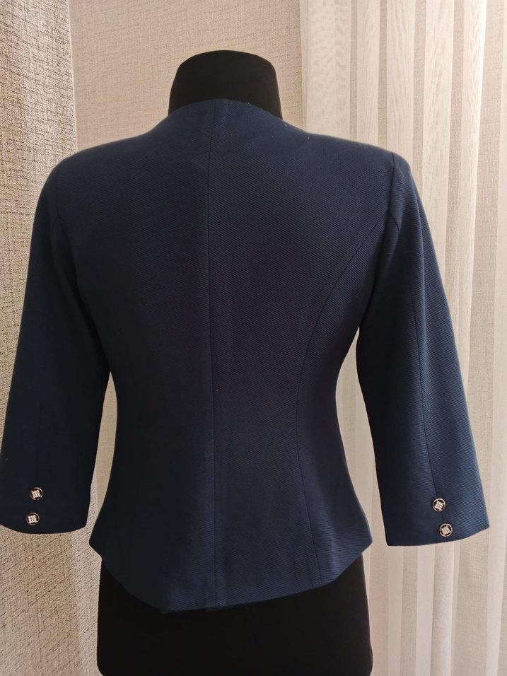 Düğmeli Kısa Lacivert Kadın Blazer Ceket - Görsel 2