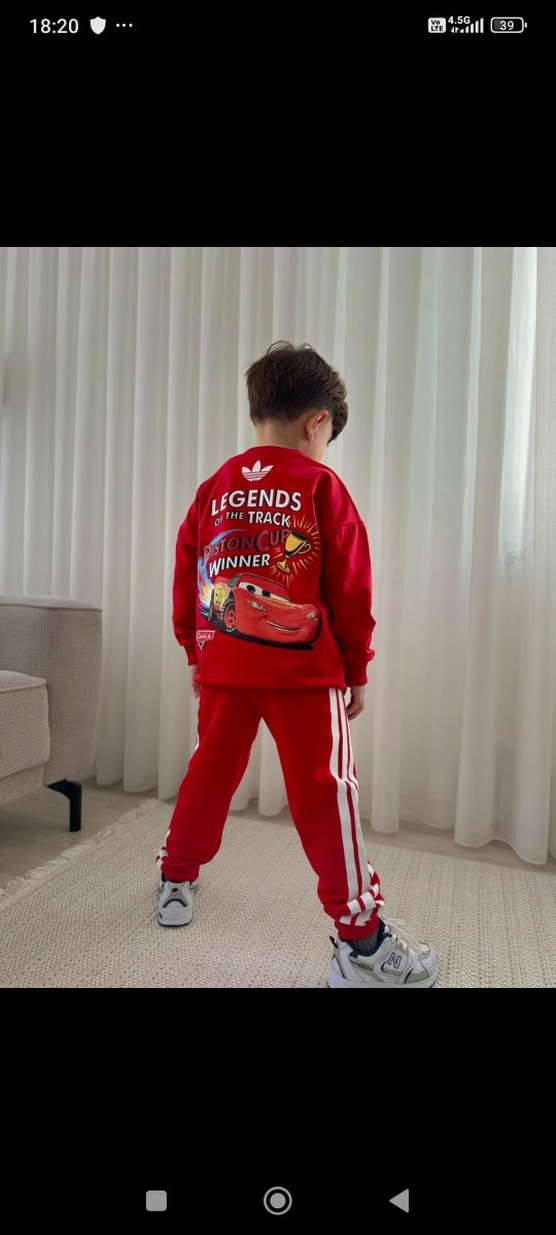 Kırmızı Baskılı Erkek Çocuk Eşofman Takımı - Görsel 2