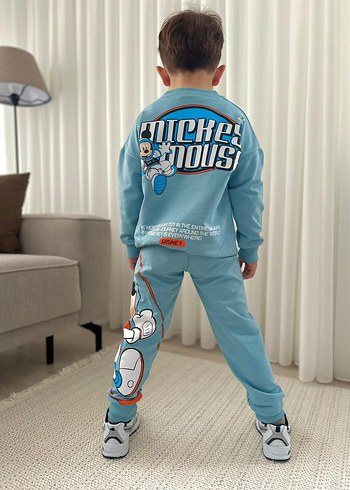 Mickey Mouse Baskılı Mavi Erkek Eşofman Takımı - Görsel 2