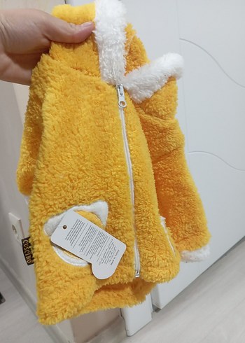 Kapüşonlu Sarı Bebek Tulum - Görsel 3