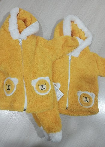 Kapüşonlu Sarı Bebek Tulum - Görsel 2