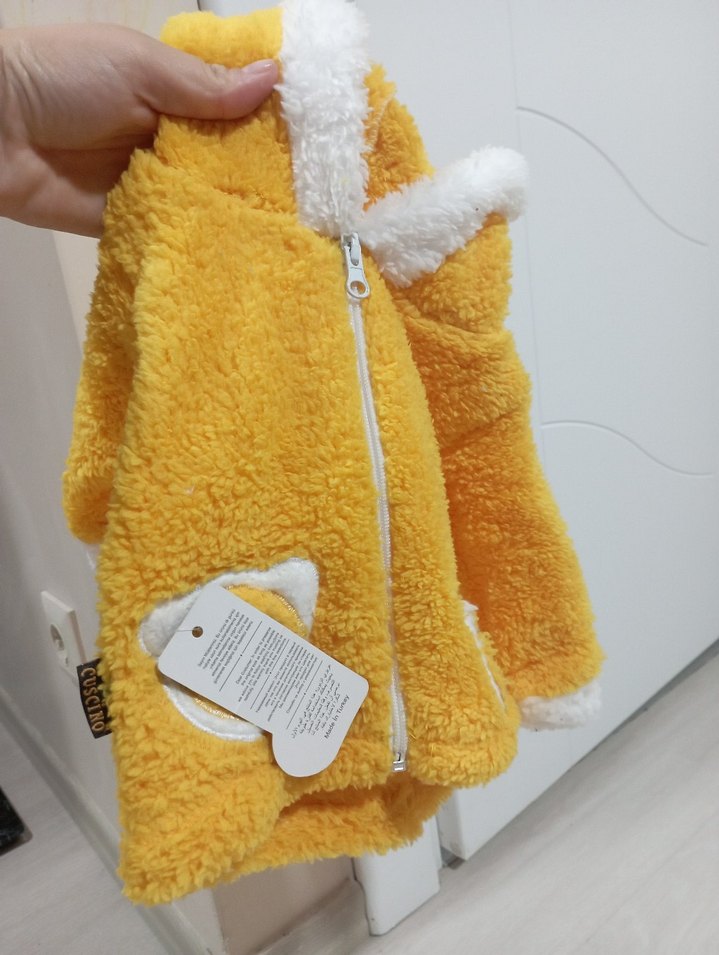 Kapüşonlu Sarı Bebek Tulum - Görsel 3