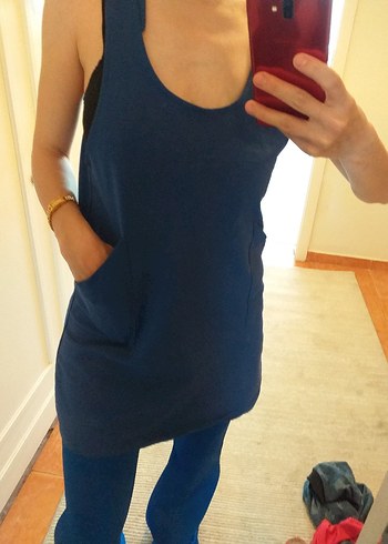 Kadın Kolsuz Lacivert Midi salopet - Görsel 2