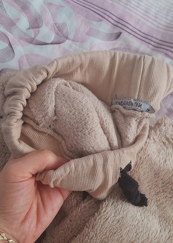 Bej Peluş Kadın Sweatpants Midi Boy - Görsel 3