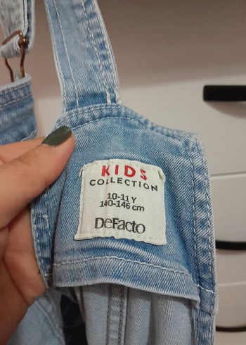 Kız Çocuk Mavi Denim Askılı Tulum - Görsel 4