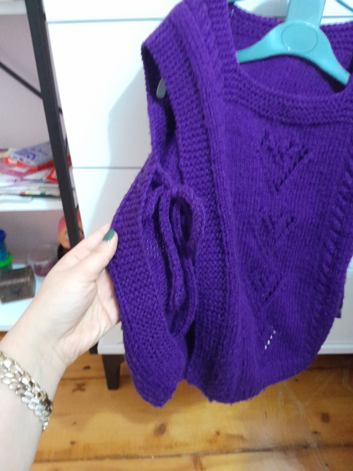 Mor el Örgüsu Kiz cocuk suveter - Görsel 2