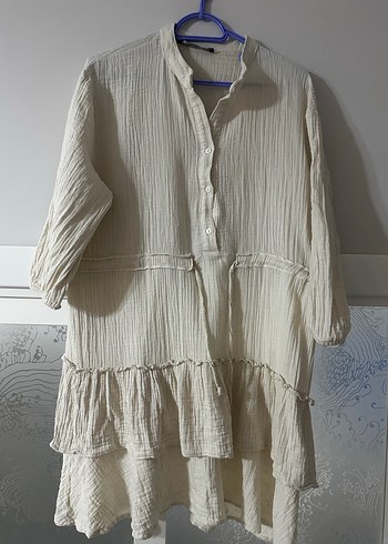 Volanlı katlı müslin elbise - Görsel 7