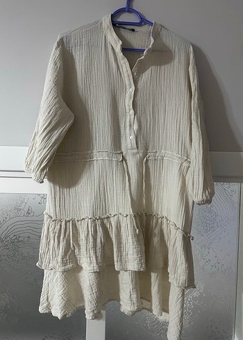 Volanlı katlı müslin elbise - Görsel 6