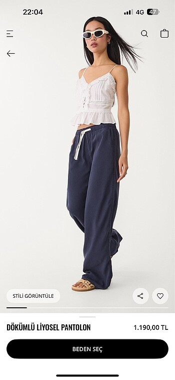 Dökümlü liyosel pantalon - Görsel 2