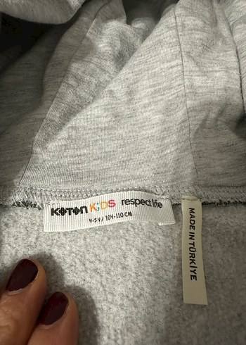 Düğmeli Kapüşonlu Gri Erkek Çocuk Ceketi 4-5 yaş - Görsel 3