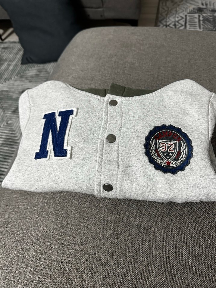 Düğmeli Kapüşonlu Gri Erkek Çocuk Ceketi 4-5 yaş - Görsel 5