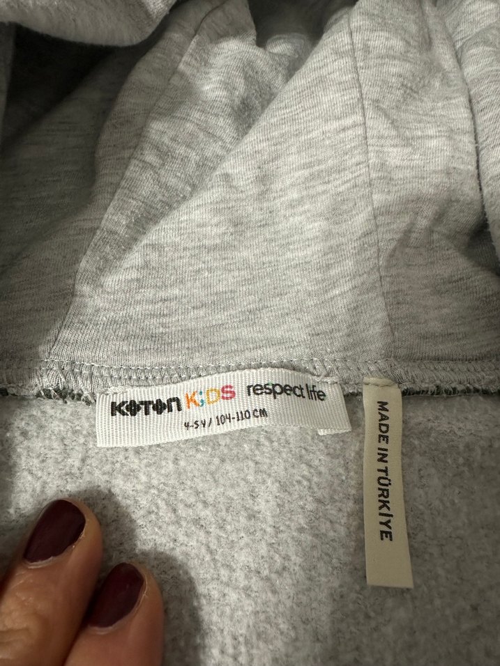 Düğmeli Kapüşonlu Gri Erkek Çocuk Ceketi 4-5 yaş - Görsel 3