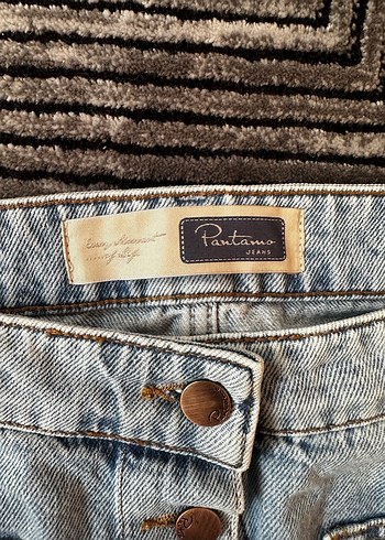 Düğmeli açık mavi kot Midi Etek - Görsel 3