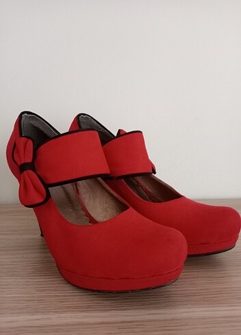 Diğer Kırmızı topuklu şık rahat ayakkabı 