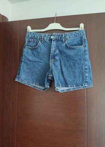 Kadın Gri Mini Jean Şort Bol Kesim - Görsel 2