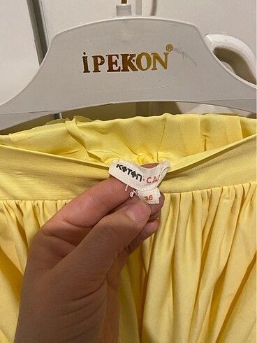 m Beden sarı Renk Limon sarısı midi boy şifon etek