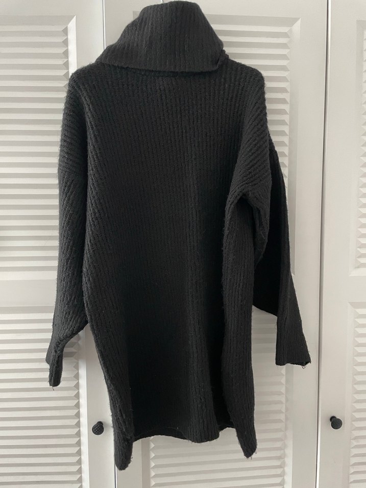 Siyah Boğazlı Triko Kadın Elbise - Görsel 2