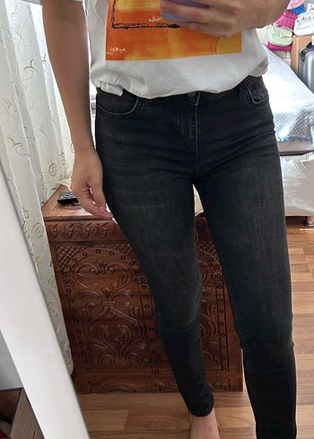 Gri Dar Kesim Kadın Midi Boy Jean - Görsel 2