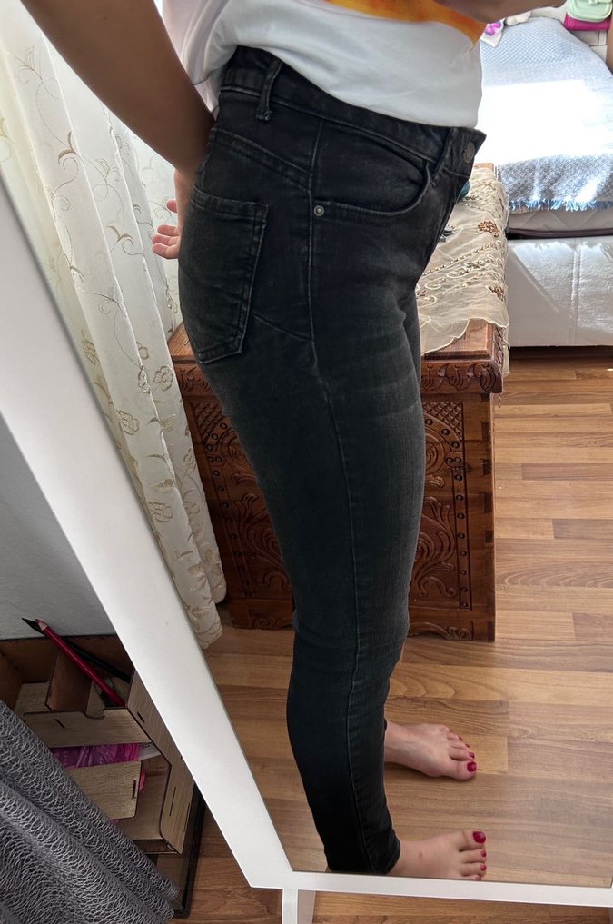 Gri Dar Kesim Kadın Midi Boy Jean - Görsel 3