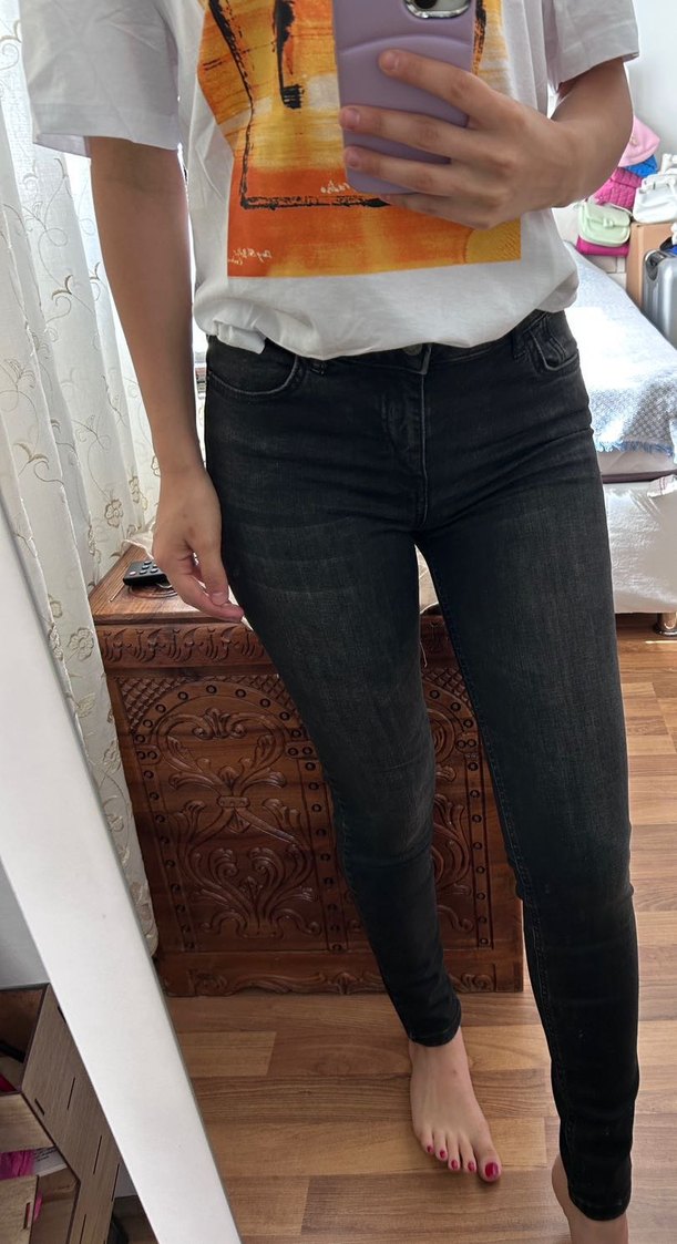 Gri Dar Kesim Kadın Midi Boy Jean - Görsel 2