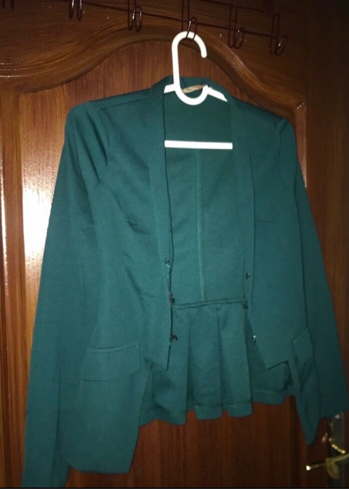 Kadın Yeşil Düğmeli Midi Blazer - Görsel 2