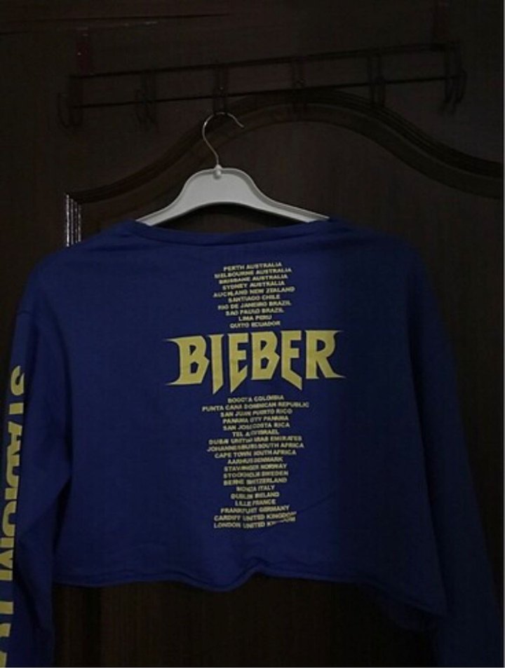 H&M Justin Bieber Mavi Uzun Kollu Crop Sweatshirt - Görsel 2