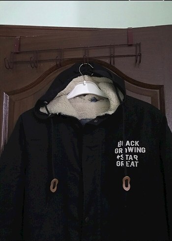 Siyah Kapüşonlu Düğmeli Erkek Mont - Görsel 2