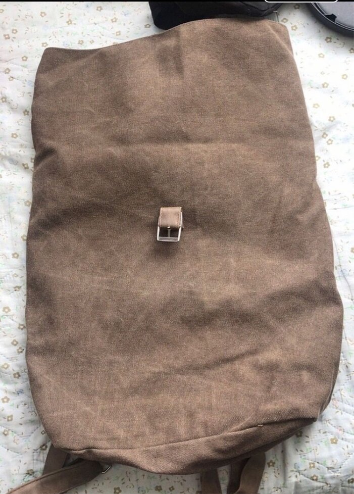 Bej Keten Kumaşlı Kadın Sırt Çantası - Görsel 2