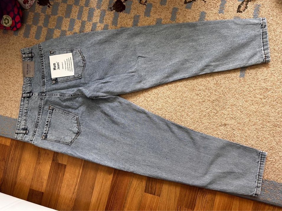 Gri Kadın Mom Jean Rahat Kesim - Görsel 2