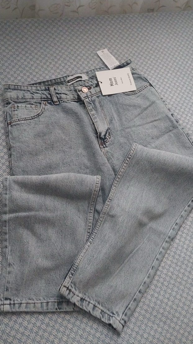 Gri Kadın Mom Jean Rahat Kesim - Görsel 4